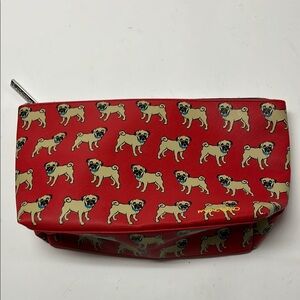 Red Pug Print Cosmetic Bag